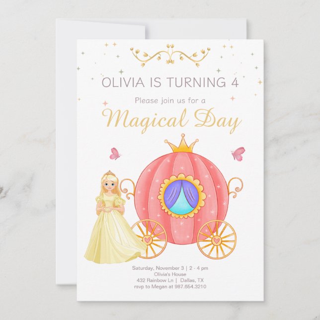 Princess Birthday Invitation, Little Princess Girl Invitation (Front)