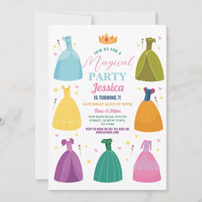 Princess Birthday Invitation Prince Party Girls (Front)