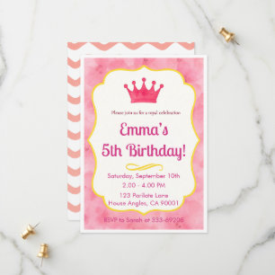 Princess Birthday Invite Pink Royal Party