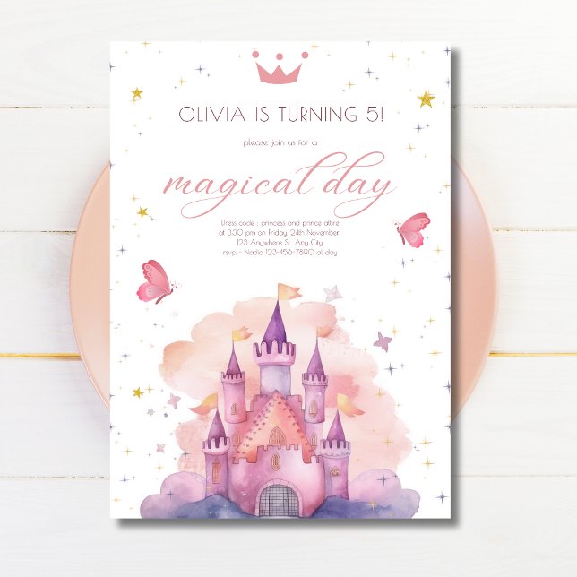 Princess Birthday Magical Day Princess Castle  Invitation (Creator Uploaded)