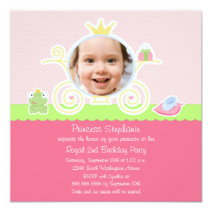 Princess birthday party carriage photo invitation