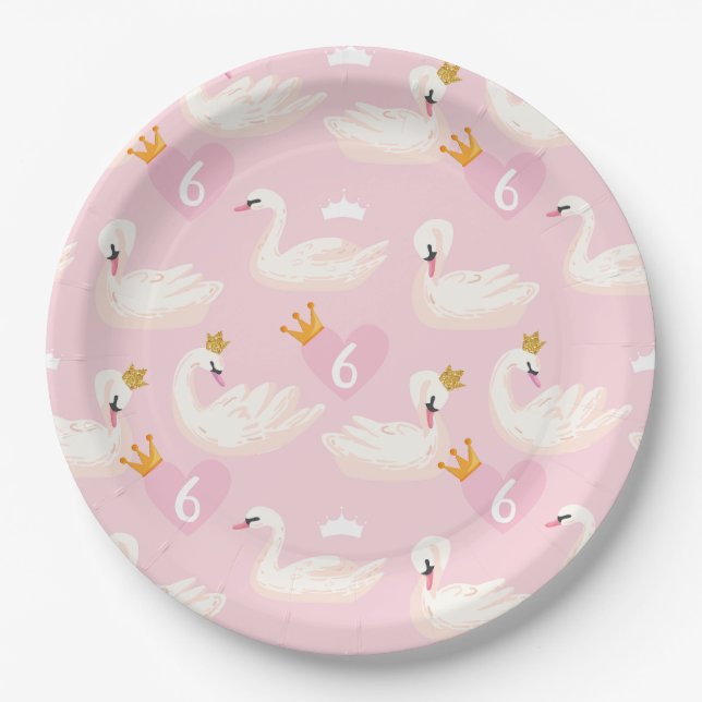 Princess Birthday Party, Custom Age  Paper Plate (Front)