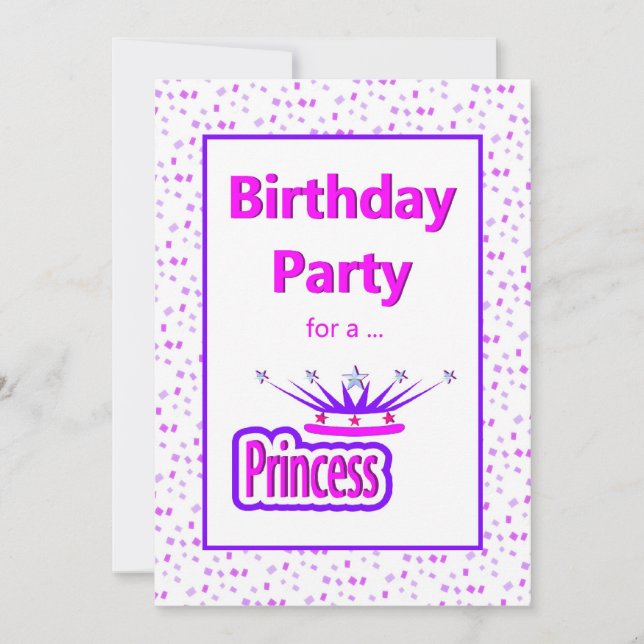 Princess Birthday Party Invitation (Front)