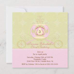 Princess Birthday Party Invitation Cute Carriage