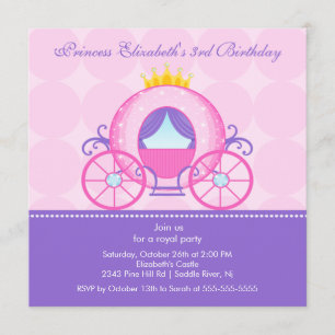 Princess Birthday Party Invitation Cute Carriage