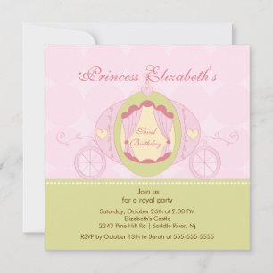 Princess Birthday Party Invitation Cute Carriage