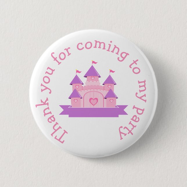 Princess Birthday Party Pink and Purple 6 Cm Round Badge (Front)