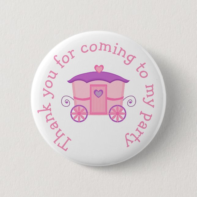 Princess Birthday Party Pink and Purple 6 Cm Round Badge (Front)