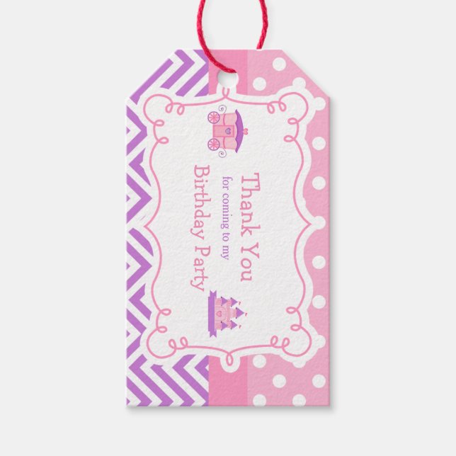 Princess Birthday Party Pink and Purple Gift Tag (Front)