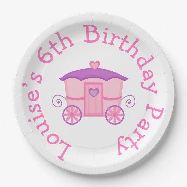 Princess Birthday Party Pink and Purple Paper Plate (Front)