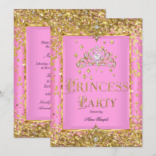 Princess Birthday Party Pink Gold Tiara Invitation