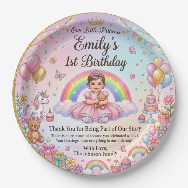 Princess Birthday Party Plate (Front)