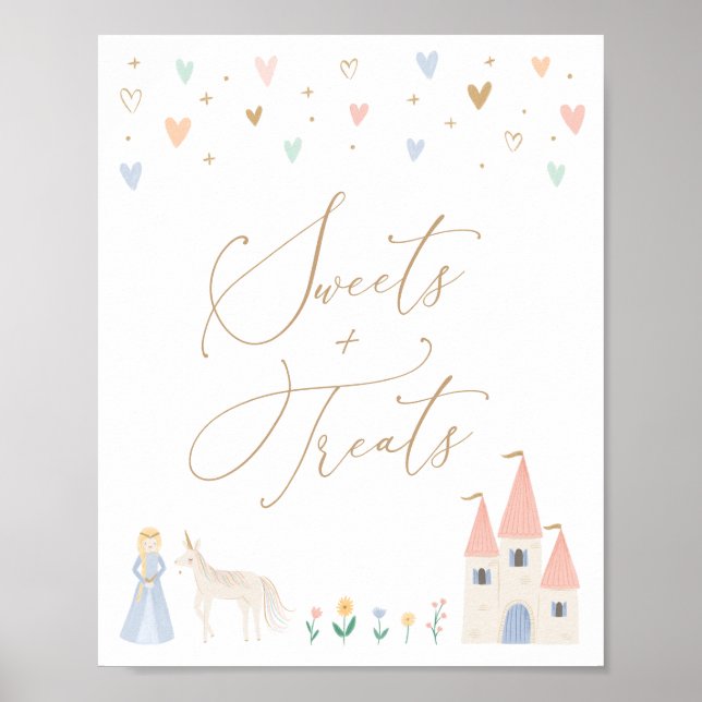 Princess Birthday Party Sweets and Treats Sign (Front)