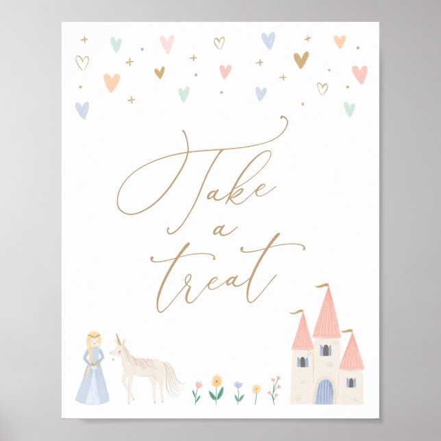 Princess Birthday Party Take a Treat Table Sign (Front)