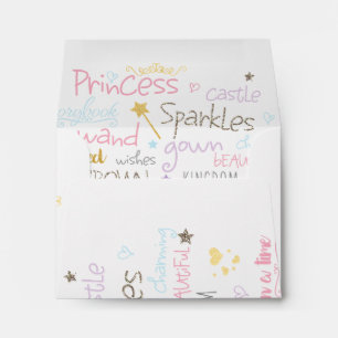 PRINCESS Birthday Party Words Invitation Envelope