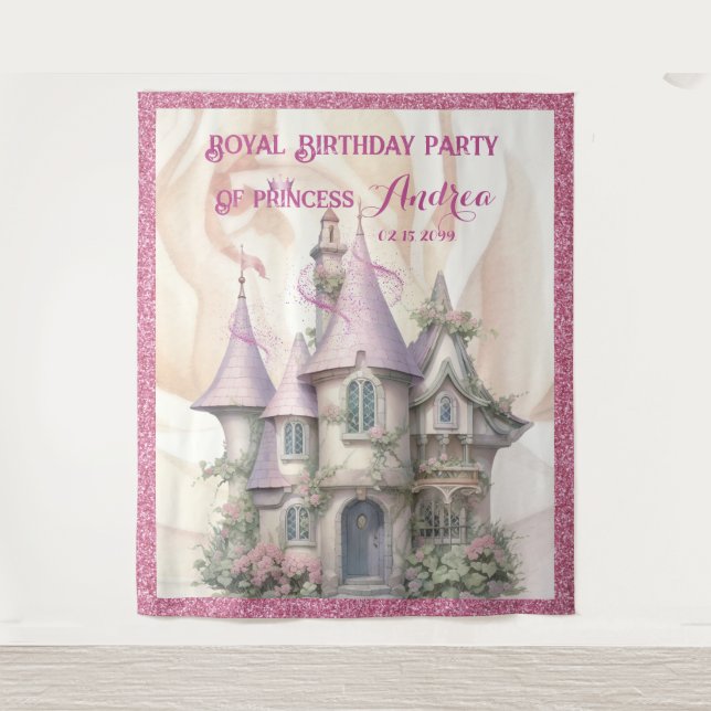  Princess Birthday Photo Booth - Photo Backdrop Tapestry (Front)