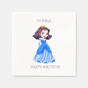 Princess birthday plates with personalised name. napkin