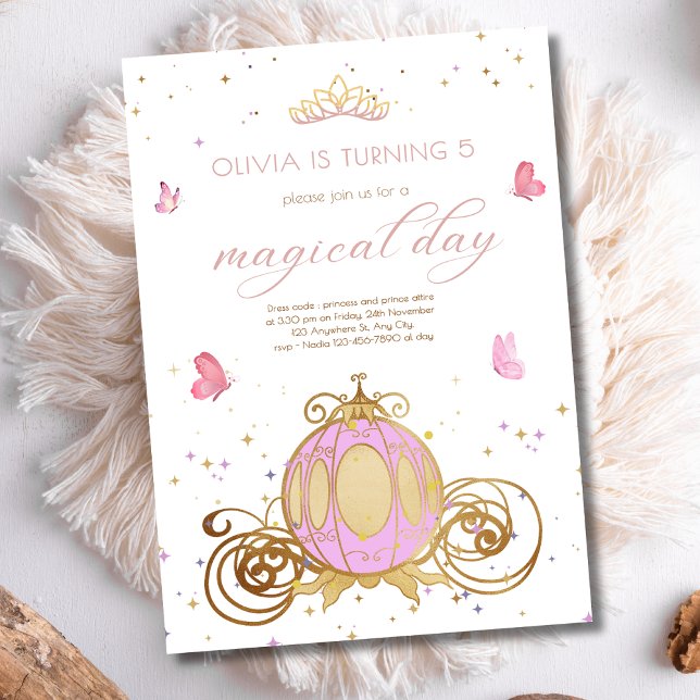 Princess Birthday Royal Carriage Fairytale Girls Invitation (Creator Uploaded)
