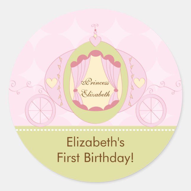 Princess Birthday Sticker Pretty Royal Carriage (Front)