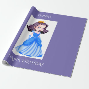 Princess birthday wrapping paper. Custom name. Paper