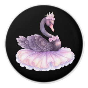 Princess Black Swan Girl's Ceramic Knob