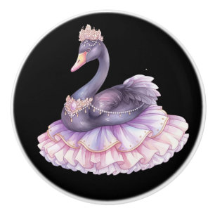 Princess Black Swan Girl's Ceramic Knob