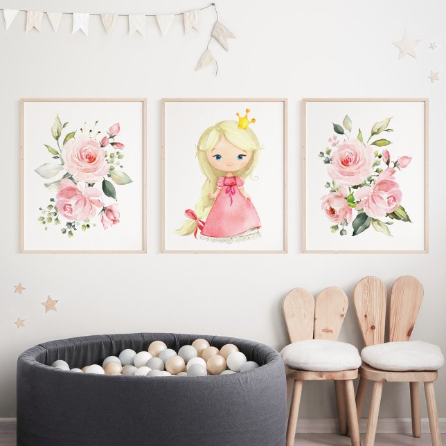 Princess, Blonde Hair, Pink Flowers, Girl Nursery (Creator Uploaded)