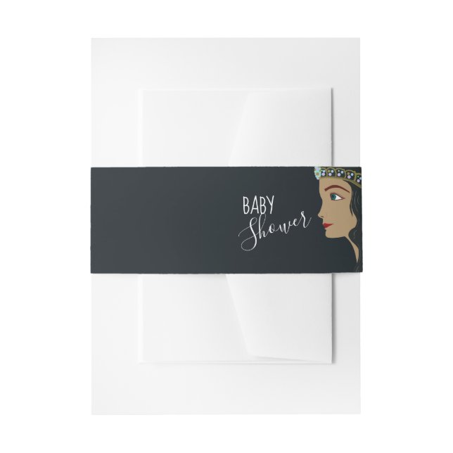 Princess Blue Baby Shower Invitation Belly Band (Front Example)