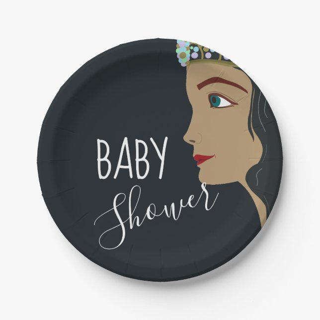 Princess Blue Baby Shower Paper Plate (Front)