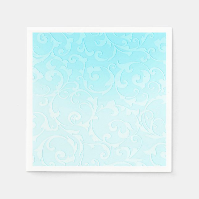Princess Blue Elegant Storybook Swirl Wedding Napkin (Front)