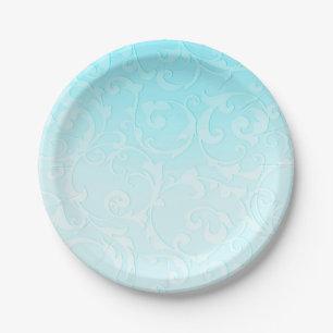 Princess Blue Elegant Storybook Swirl Wedding Paper Plate