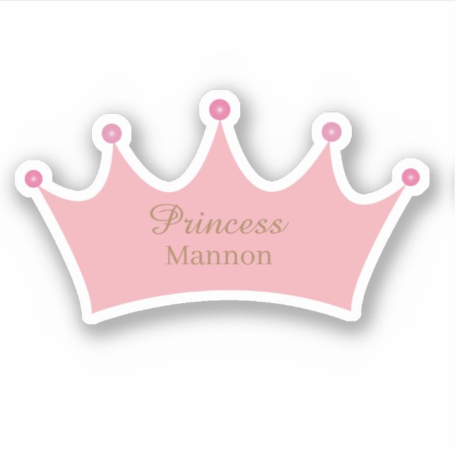 Princess Blush Pink Gold Crown Tiara Custom Name (Front)