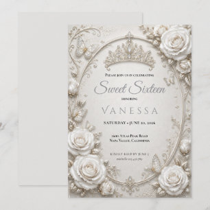 Princess butterflies sweet 16 invitation