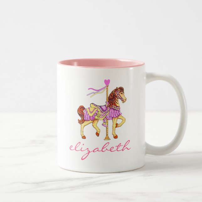 Princess Carousel Horse-Personalised Two-Tone Coffee Mug (Right)
