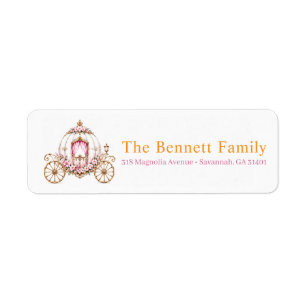 Princess Carriage Baby Shower Return Adress Address Label