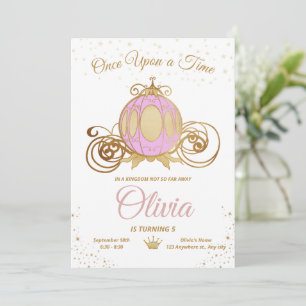 Princess Carriage Birthday Girl Royal Party Pink Invitation