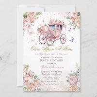 Princess Carriage Blush Pink Floral Baby Shower 