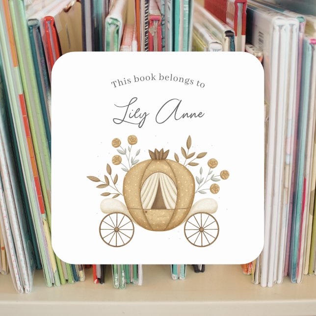 Princess Carriage bookplate  Square Sticker (Creator Uploaded)