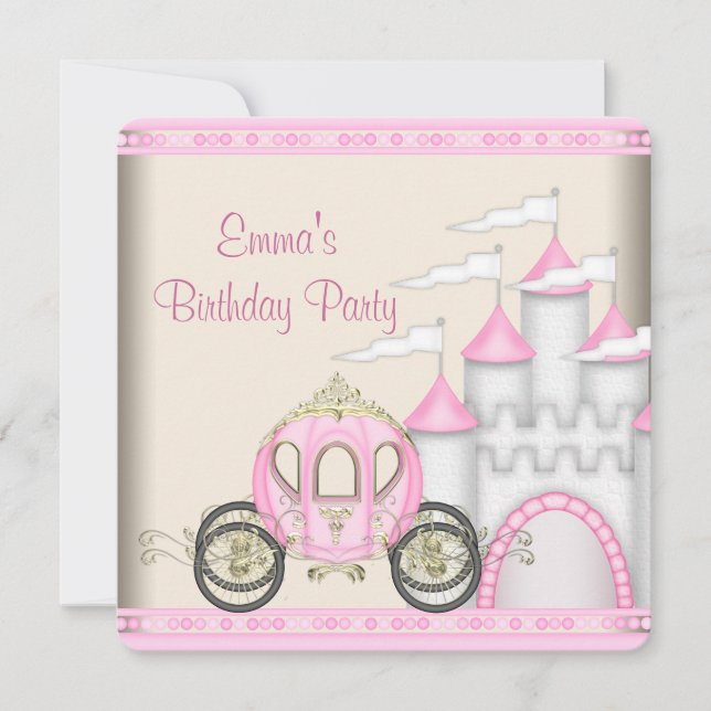 Princess Carriage Castle Girls Princess Birthday Invitation (Front)