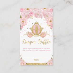 Princess Carriage Floral Baby Shower Diaper Raffle Enclosure Card