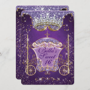 Princess Carriage Jewel Party Birthday Invitations