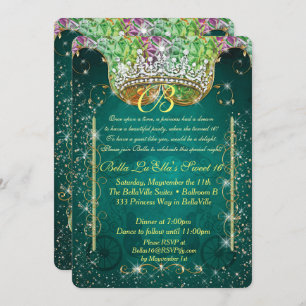 Princess Carriage Jewel Party Birthday Invitations