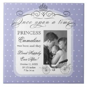 Princess Carriage Polka Dot Swirl Photo Baby Girl Ceramic Tile