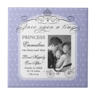 Princess Carriage Polka Dot Swirl Photo Baby Girl Ceramic Tile