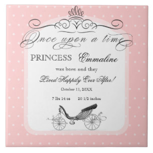 Princess Carriage Polka Dot Swirl Photo Baby Girl Tile