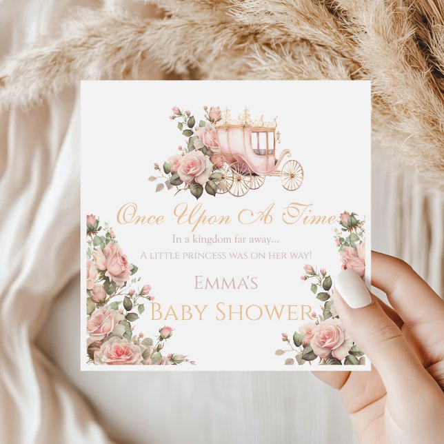  Princess Carriage Vintage Pink Roses Baby Shower Napkin (Creator Uploaded)