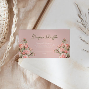 Princess Carriage Vintage Pink Roses Diaper Raffle Enclosure Card