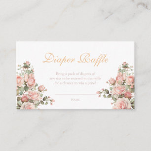 Princess Carriage Vintage Pink Roses Diaper Raffle Enclosure Card