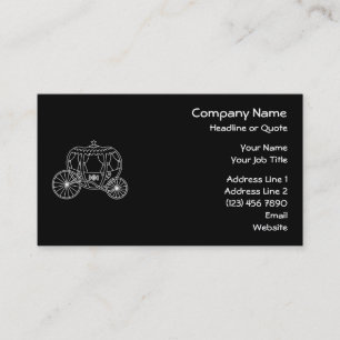 Princess Carriage, White on Black. Business Card