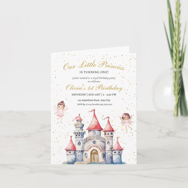 Princess Castle 1st Birthday Royal Party Girl Pink Invitation (Front)